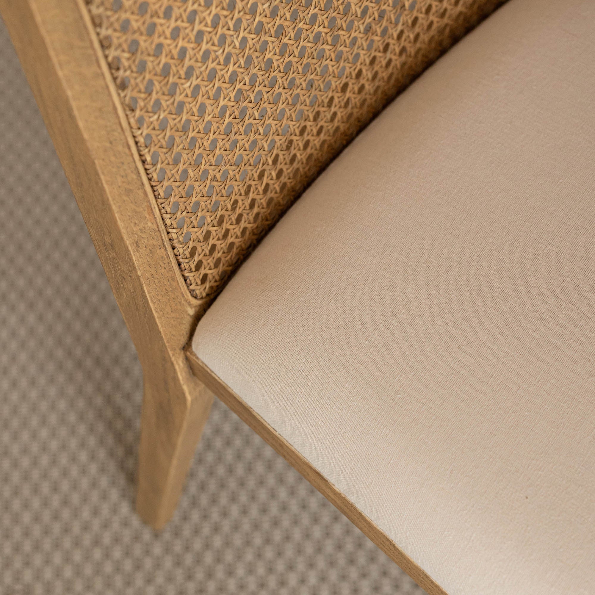 Cane Dining Chair - Oyster Linen/Natural Frame - Image 10