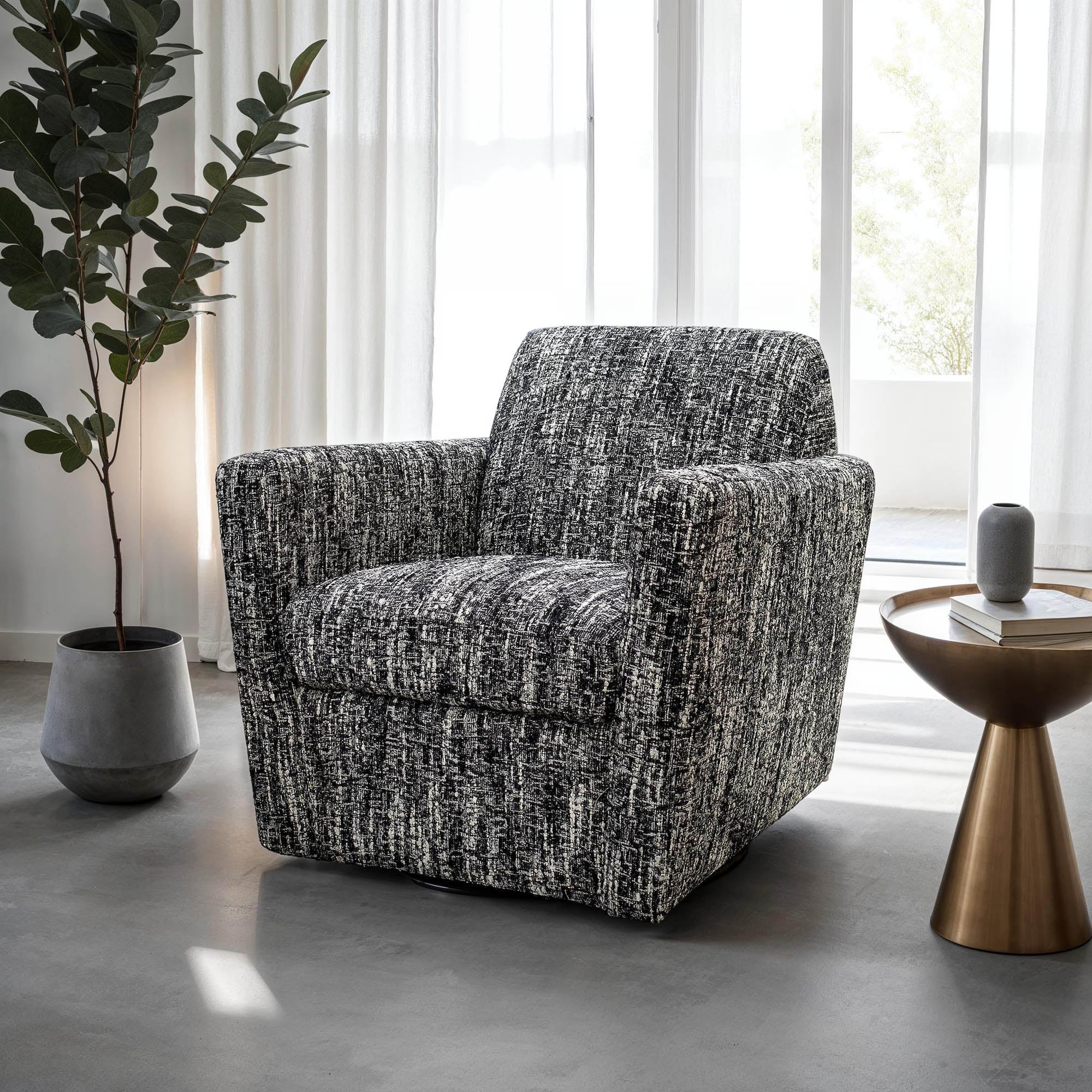 Cooper Swivel Club Chair - Chanel Black - Image 2