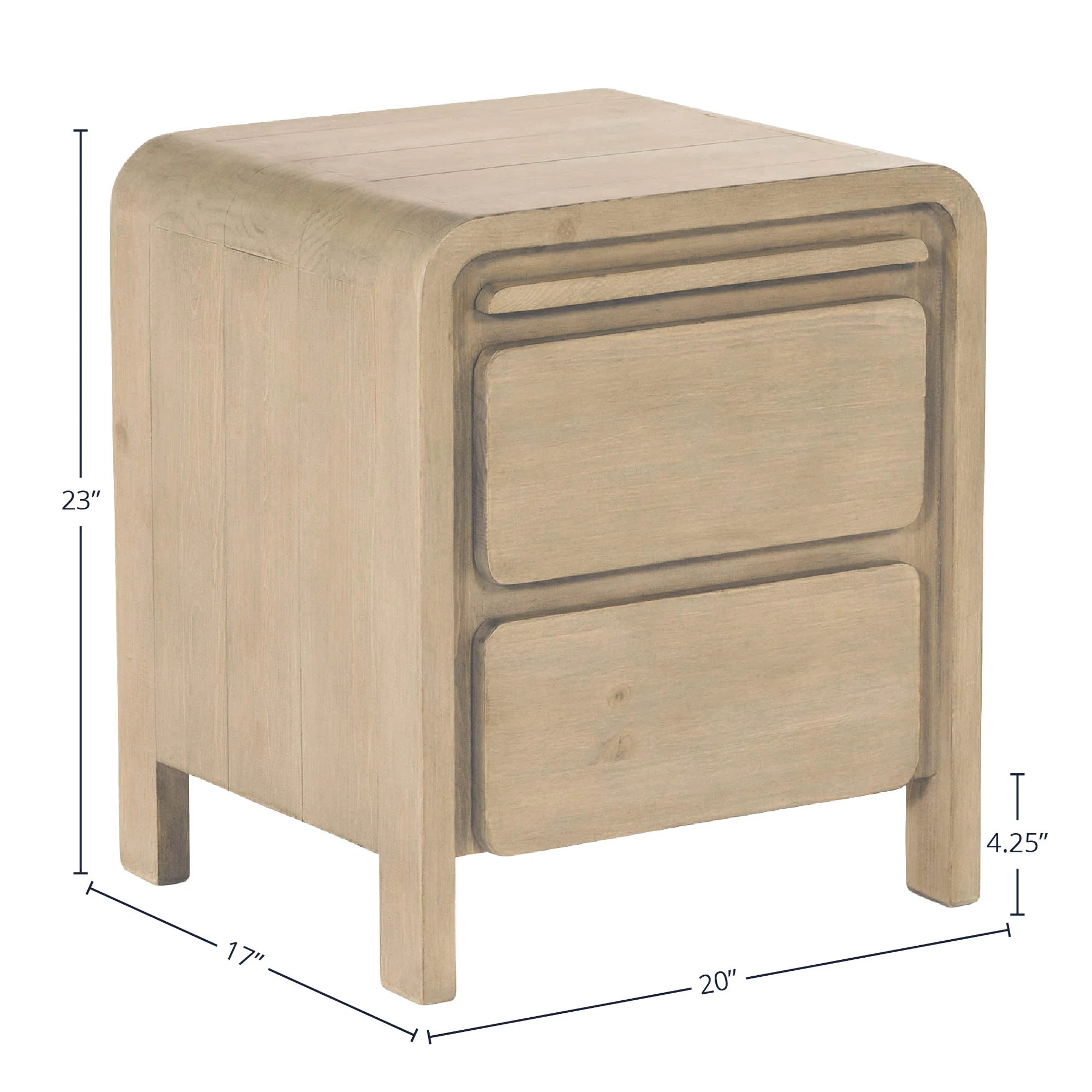 Opera 2 Drawer Nightstand - Scrubbed Teak - Image 3
