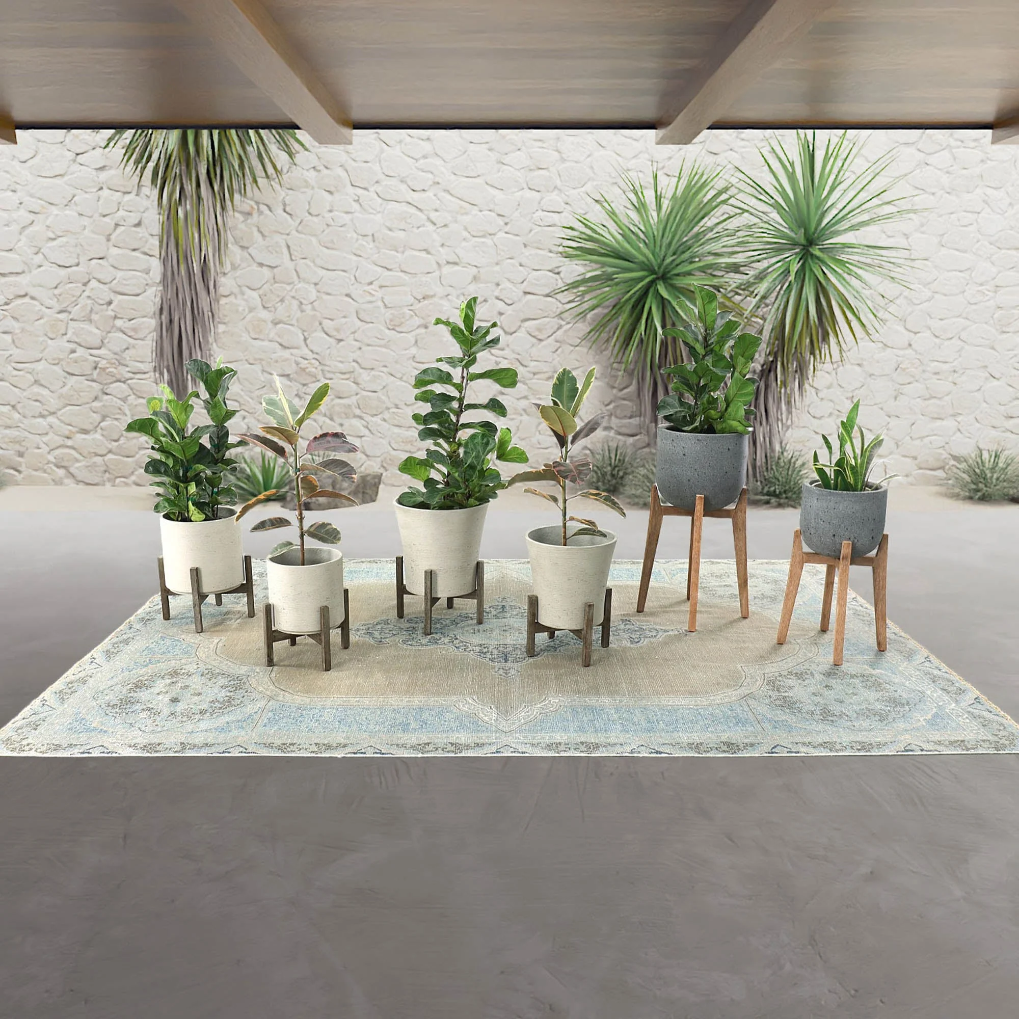 Patio Small Round Standing Pot - Grey Stone - Image 5