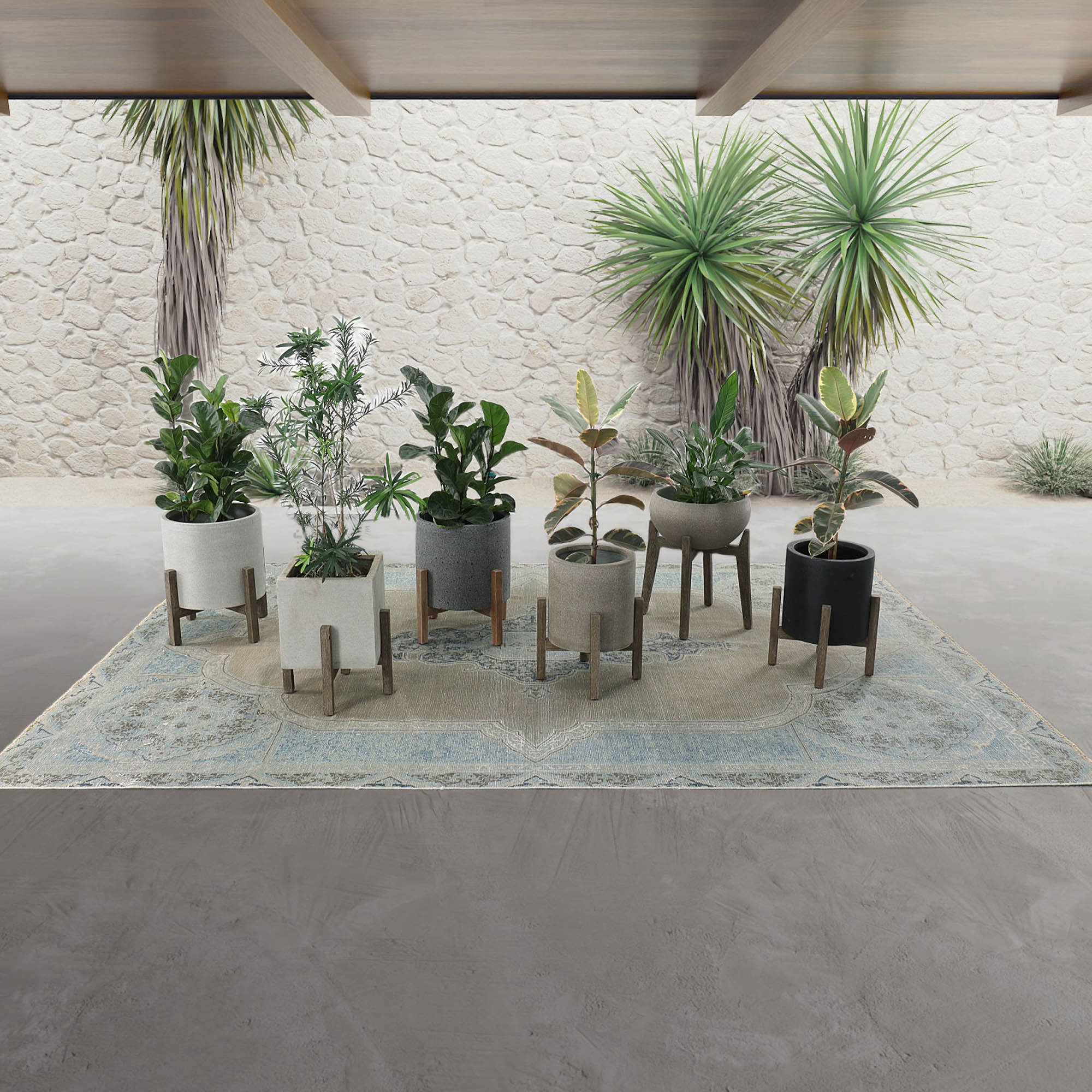 Patio Square Standing Pot - Natural Stone - Image 8