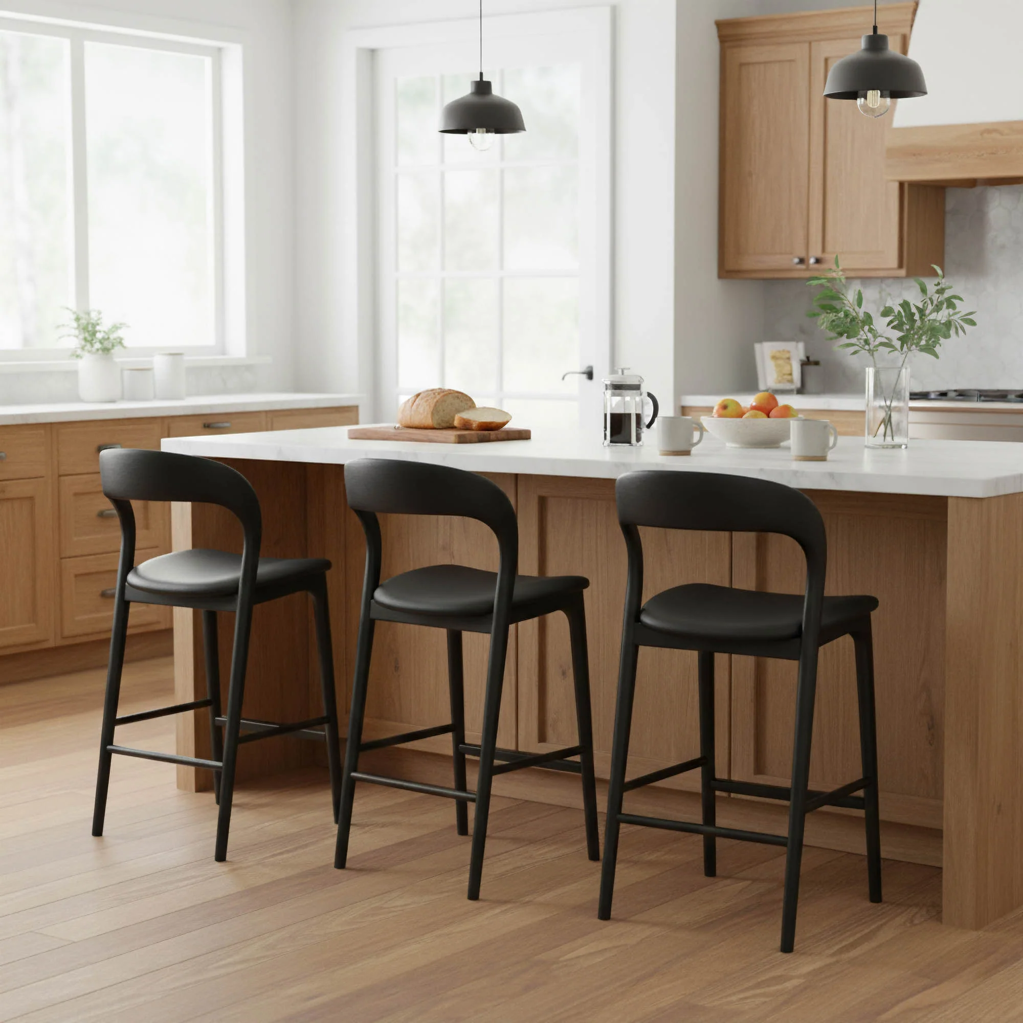 Rotondo Counter Stool - Black w/ PU Seat - Image 12