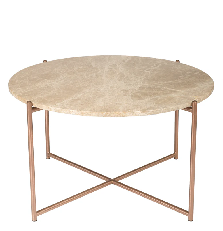 Venice Round Coffee Table - Brown Marble + Brushed Brass